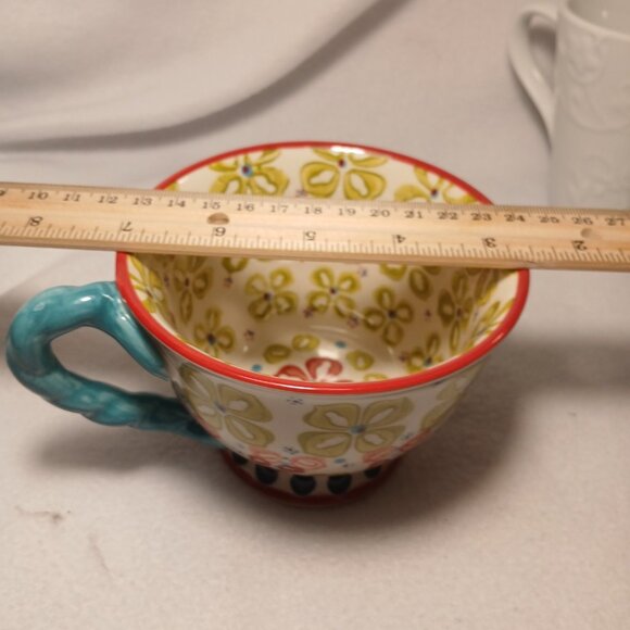 Anthropologie Elka Ayaka Pedestal Coffee Tea Mug Cup Twisted Handle Preowned - Picture 9 of 9